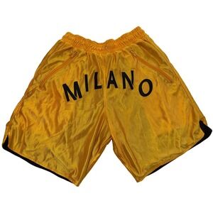 Milano Di Rouge Mens Mesh Basketball Shorts Gold Yellow Metallic Streetwear Med